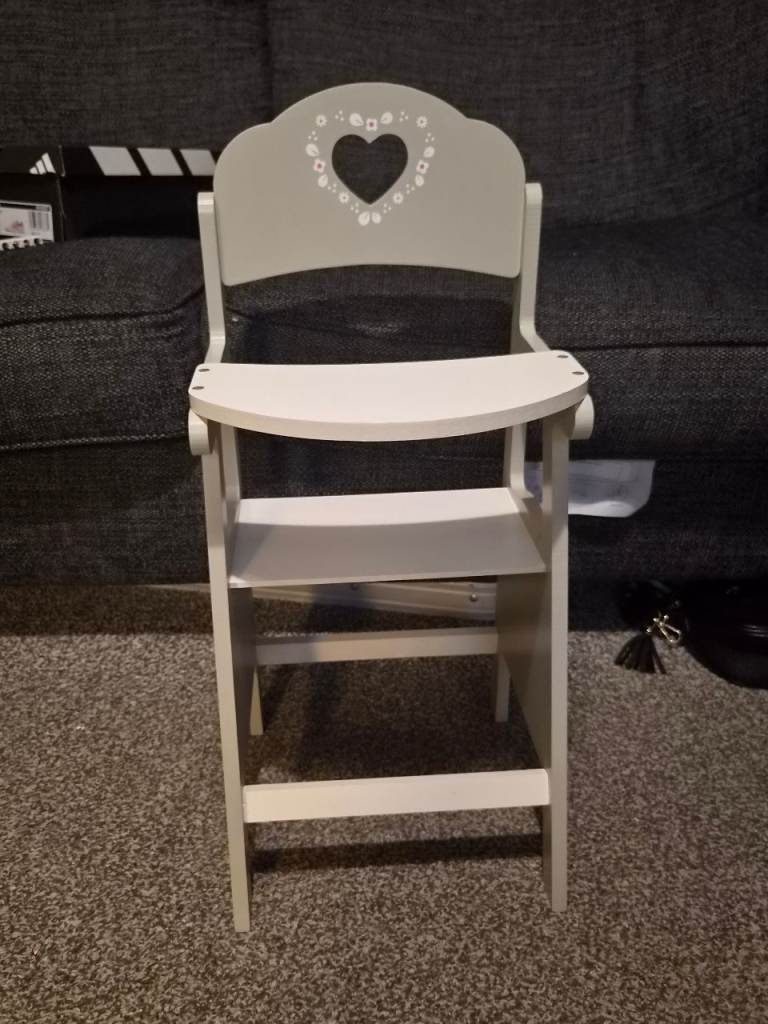 Wooden High Chair for Dolls/Toys – Grey, Good Condition