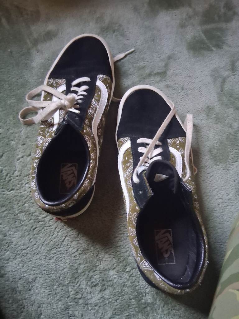 image for Black and green paisley vans size 11