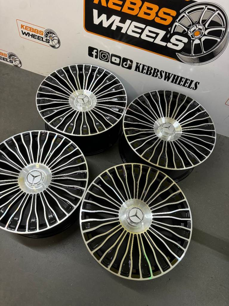 20" MERCEDES 2025 MAYBACH LUX STYLE ALLOY WHEELS BLACK MACHINED C CLASS E CLASS S CLASS