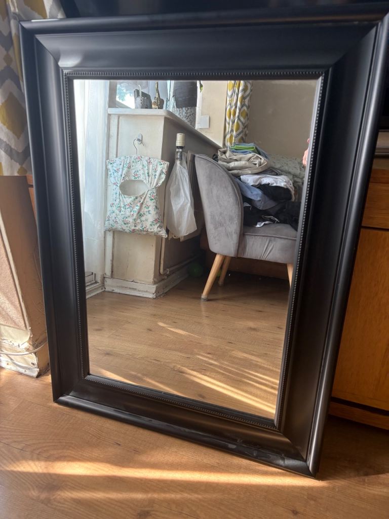 Large Black Framed Mirror – new