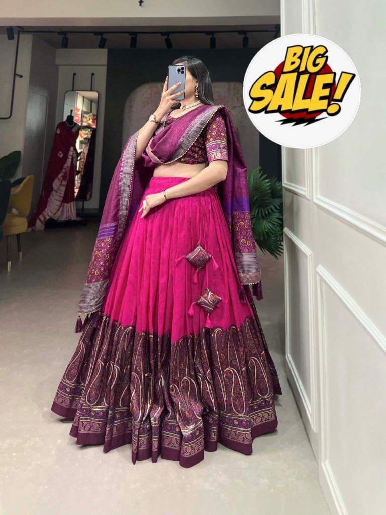 Vibrant Pink & Purple Traditional Indian Lehenga Dress