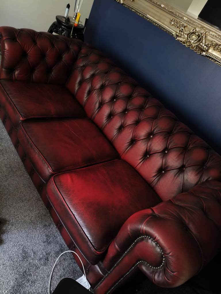 Chesterfield Sofa, Highback Arm Chair and Footstool 