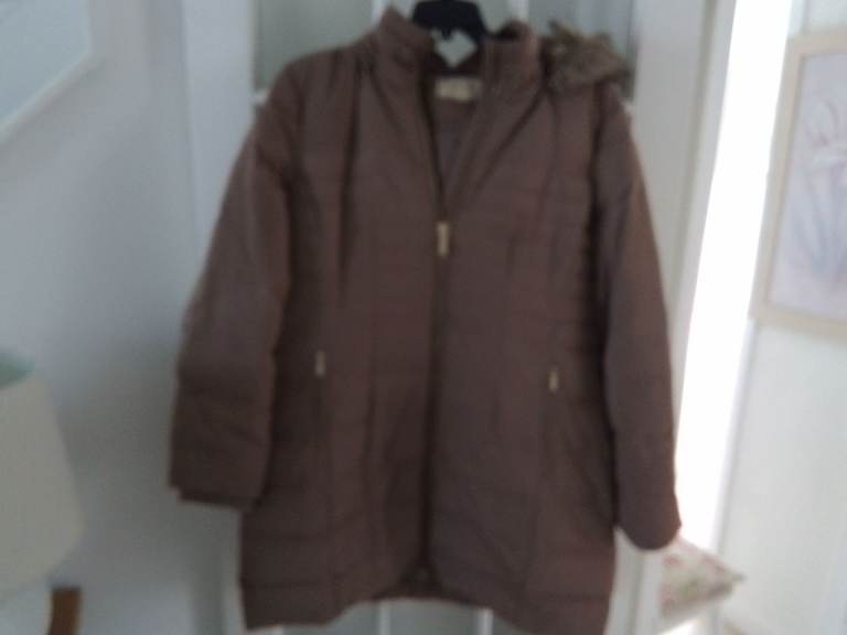 Coat By Michael Kors Size 12-14 With Detachable Fur Trim Hood 