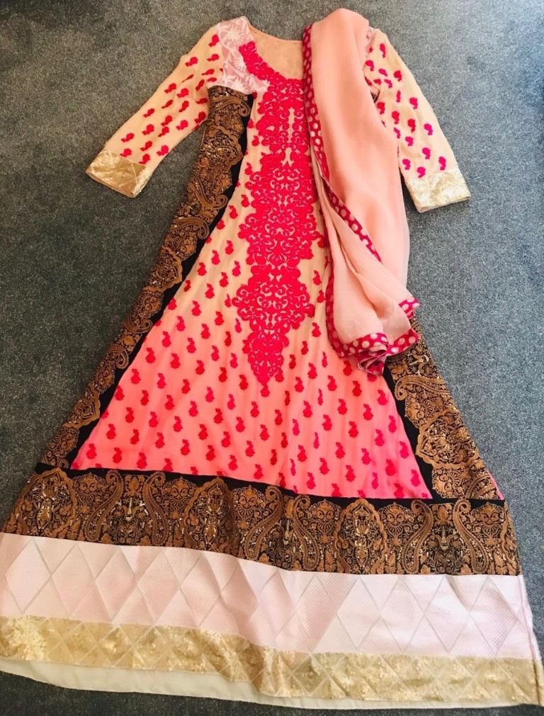 Beautiful Multicoloured Women's Dress with Scarf Size 8-10 UK