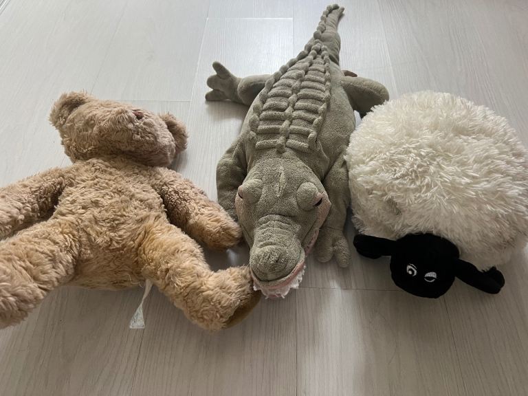 Bundle of 3 Soft Toys: Bear, Crocodile, and Shaun the Sheep