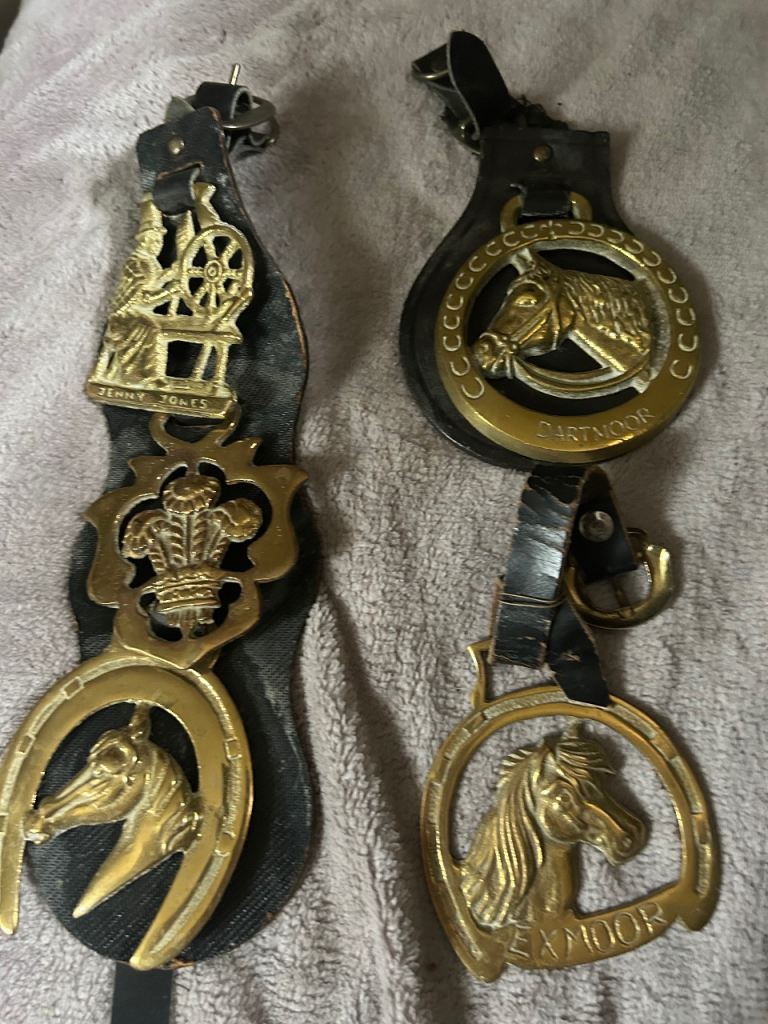 Vintage Horse Brasses with Leather Straps – Good Condition