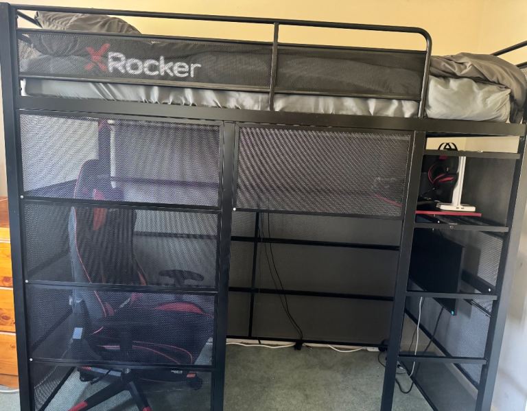 X Rocker Metal High Sleeper Bed- Battle Den Version