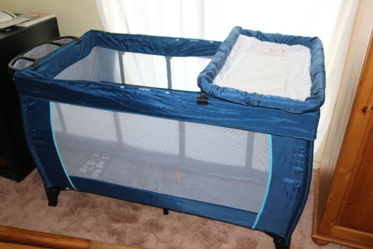 Babystart travel cot with 2 height settings changing table etc