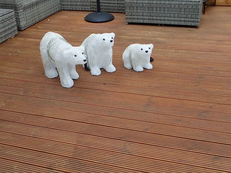 Set of 3 Light-Up Polar Bear Christmas Decorations