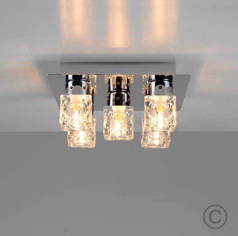Modern Chrome & Crystal Effect Ceiling Light - brand new 