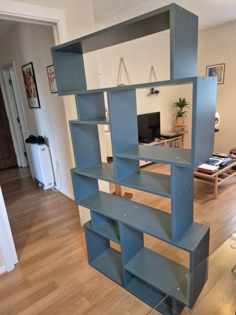 Modern bookcase bookshelf shelving Unit 25.5X96X168.5Cm blue