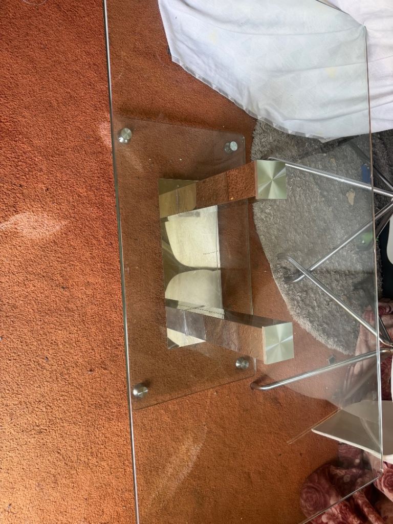 Clear Glass Coffee Table with Modern Chrome Legs