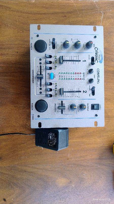 Citronic CDM5:2Ks DJ mixer and power adaptor. 