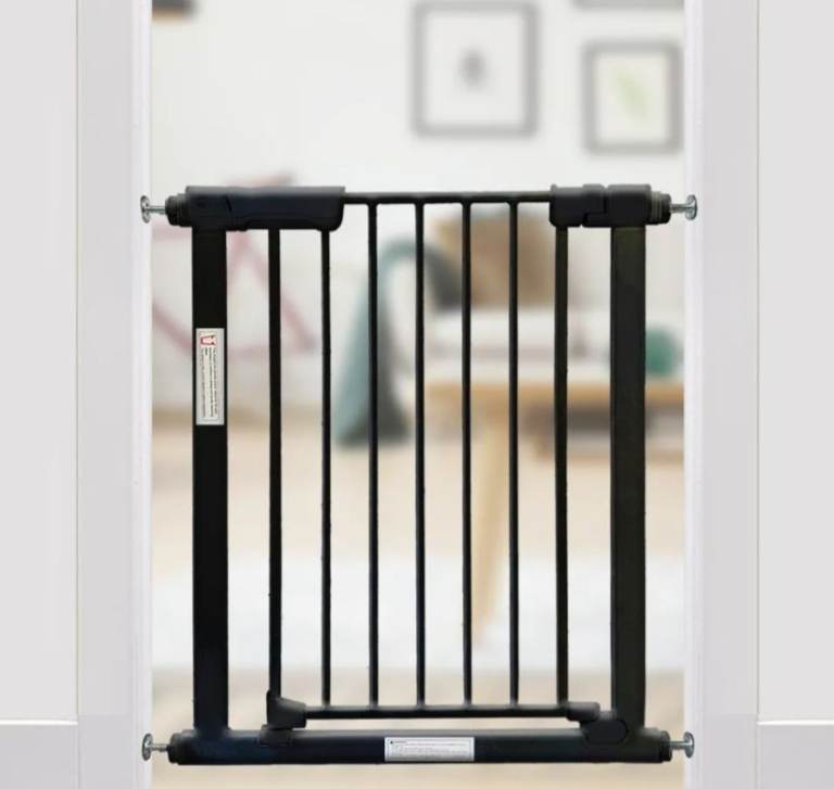 image for New Black Pressure Stair Safety Gate - One Hand Operation - Narrow Fit