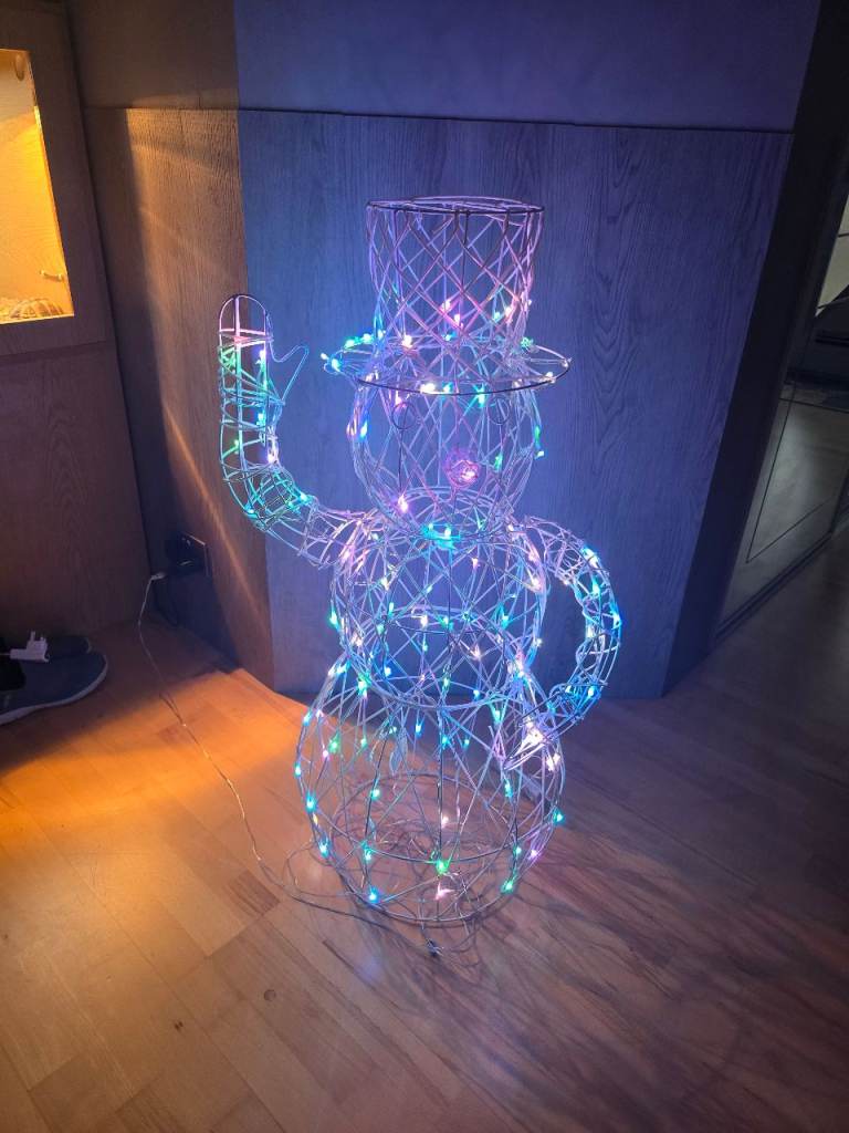 British Garden Centres White LED Wire Snowman - Mains Operated 