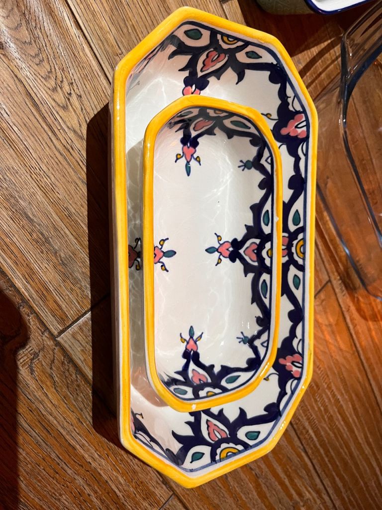 Two Ceramic Serving Dishes – Tunisian Hand-Painted Design