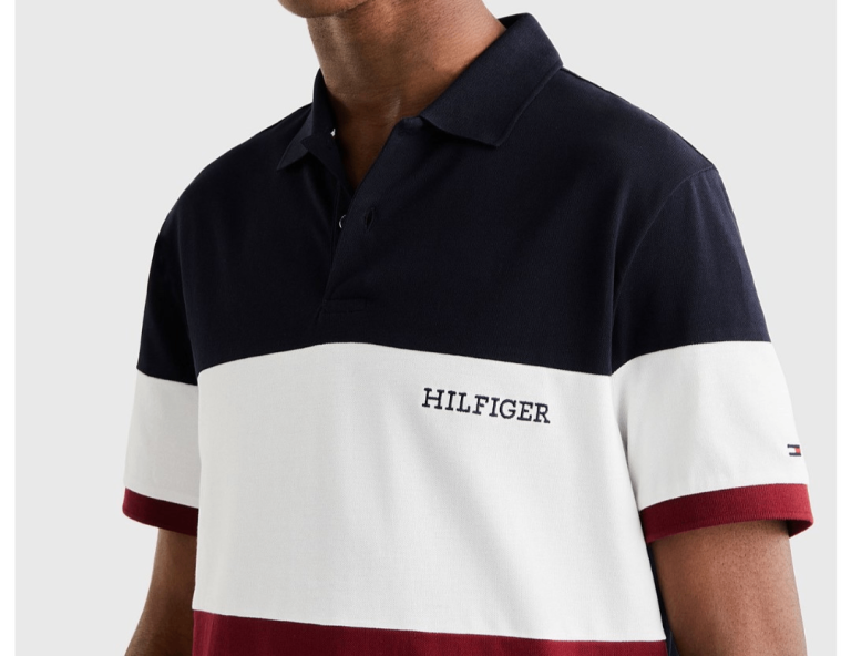 New mens Tommy Hilfiger colour block polo shirt in size large