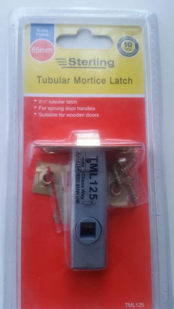 Sterling 65mm Brass Tubular Mortice Latch