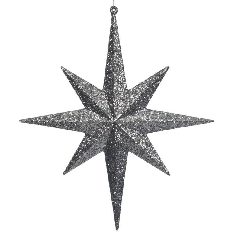 x4 30cm width Silver Glitter Star Christmas Bauble Decorations E8 Pickup 