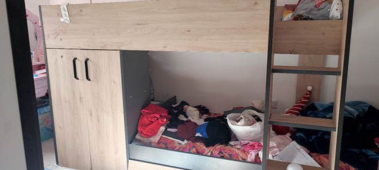 Sturdy Wooden High Sleeper Bed with Storage – Good Condition