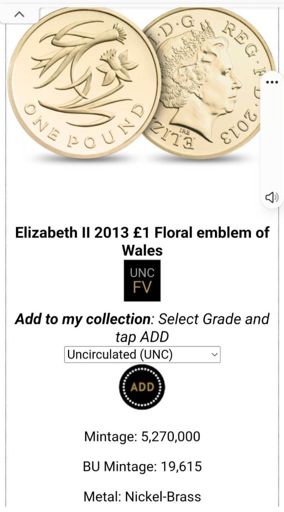 * UK COIN £1 ONE POUND ELIZABETH II (2) D•G REG F•D 2013 PLEIDIOL WYF I’M OWLAD BELFAST COLLECTIBLES