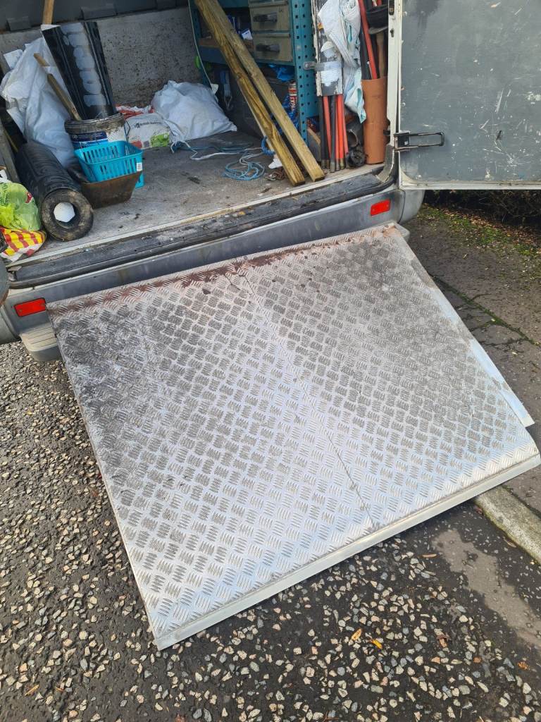 Cheqered plate ramp.