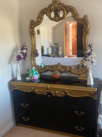 black and gold dresser with mirror Kendall 6-drawer Dresser with Mirror Black and Gold main image 0