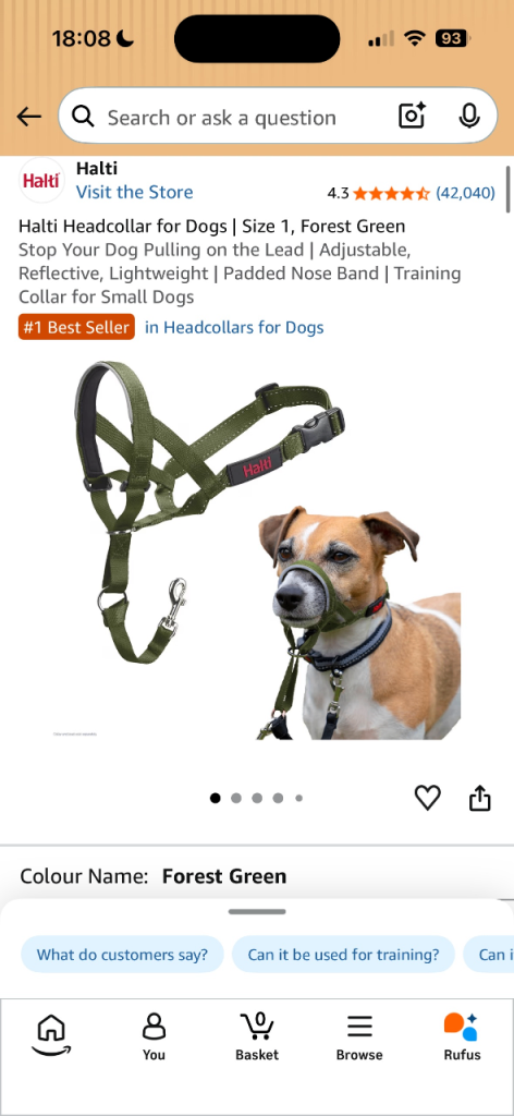 SIZE 1 HALTI HEAD COLLAR FOR SMALL DOGS 