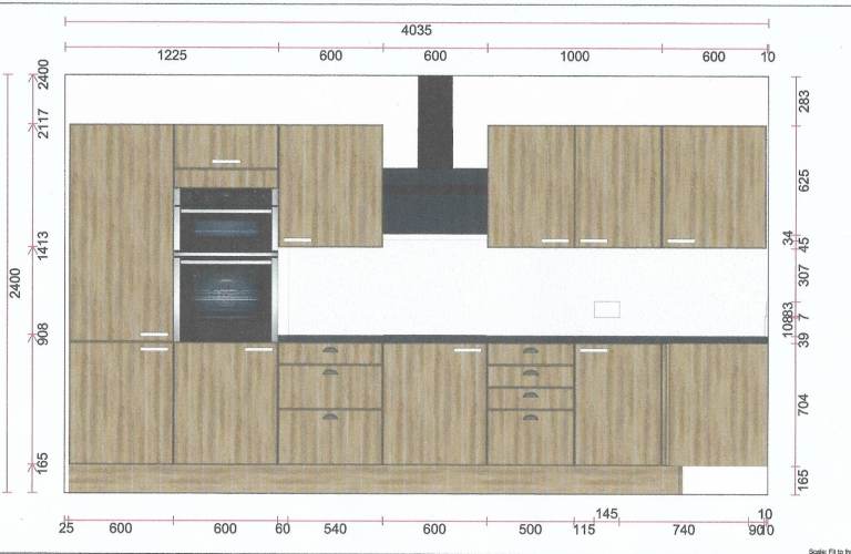 Kitchen Base Units with appliances and Sink Cut-out – Wooden and granite Finish