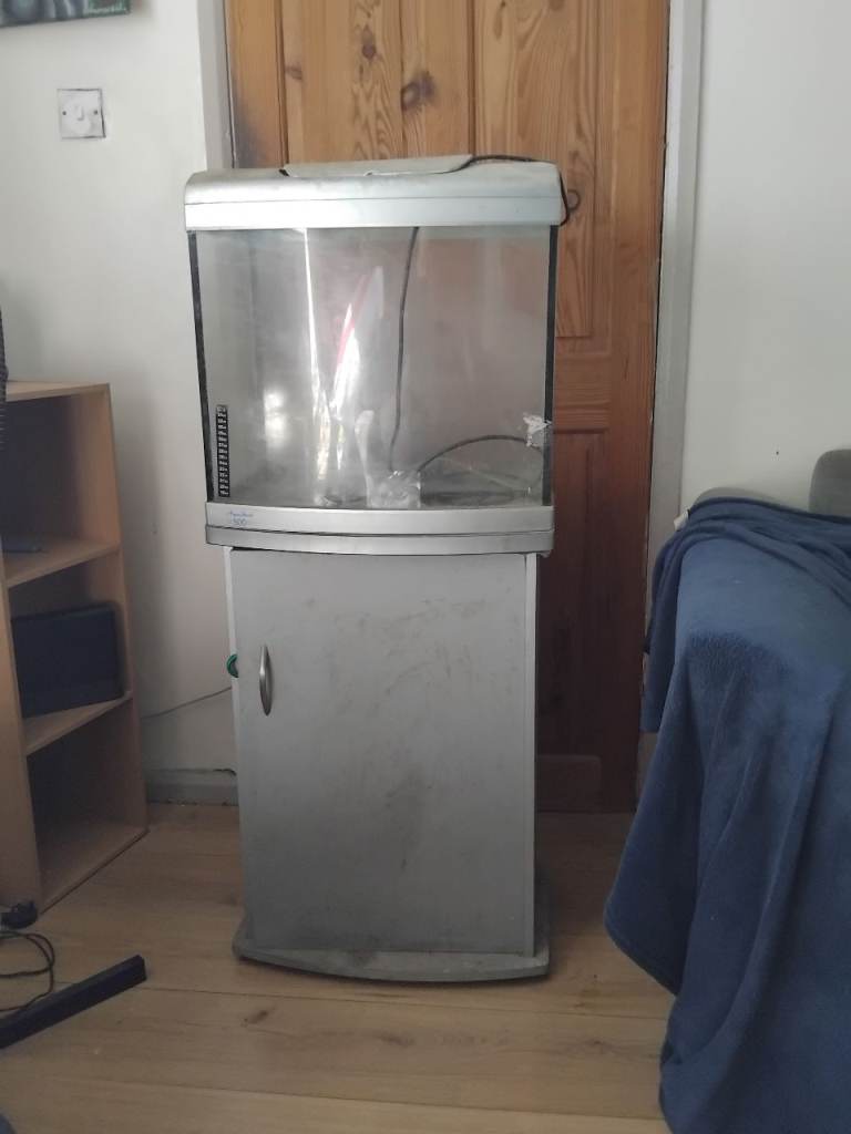 Silver Aquarium with Cabinet Stand – Good Condition