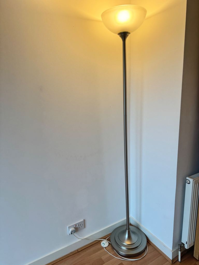 Modern Silver Floor Lamp - Uplighter, Good Condition