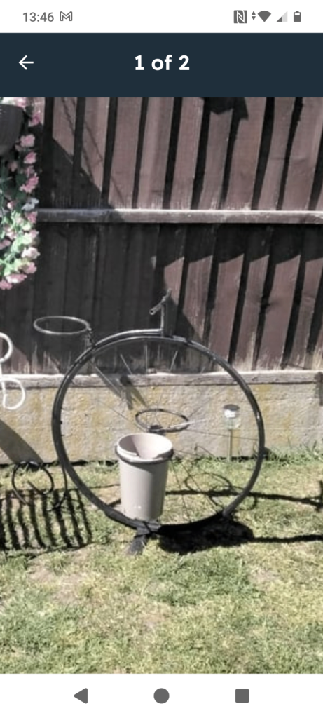 Wrought iron garden penny farthing bike planter cool