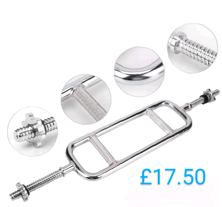 Hammer curl bar solid with spinlock collars brand-new standard 1 inch 