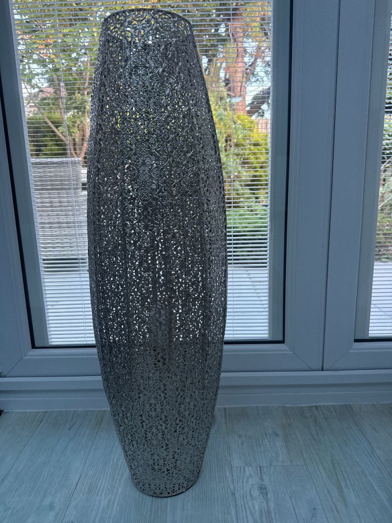 Tall Silver Floor Lamp – Good Condition