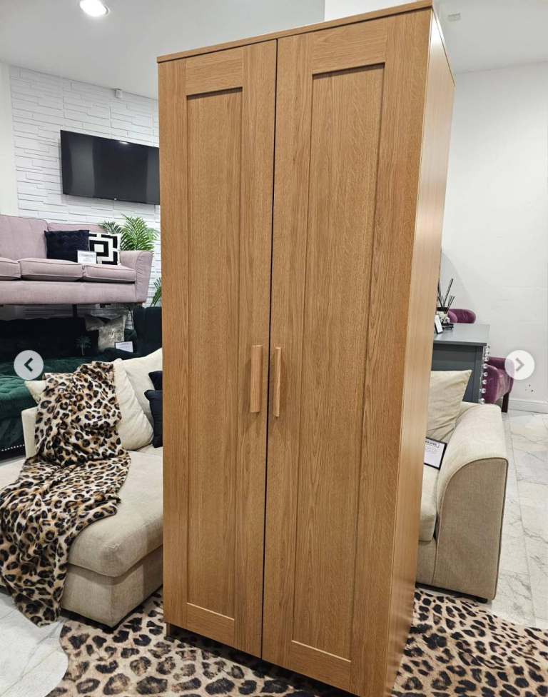 IKEA BRIMNES Wardrobe with Hanging Rail and Shelves – Good Condition