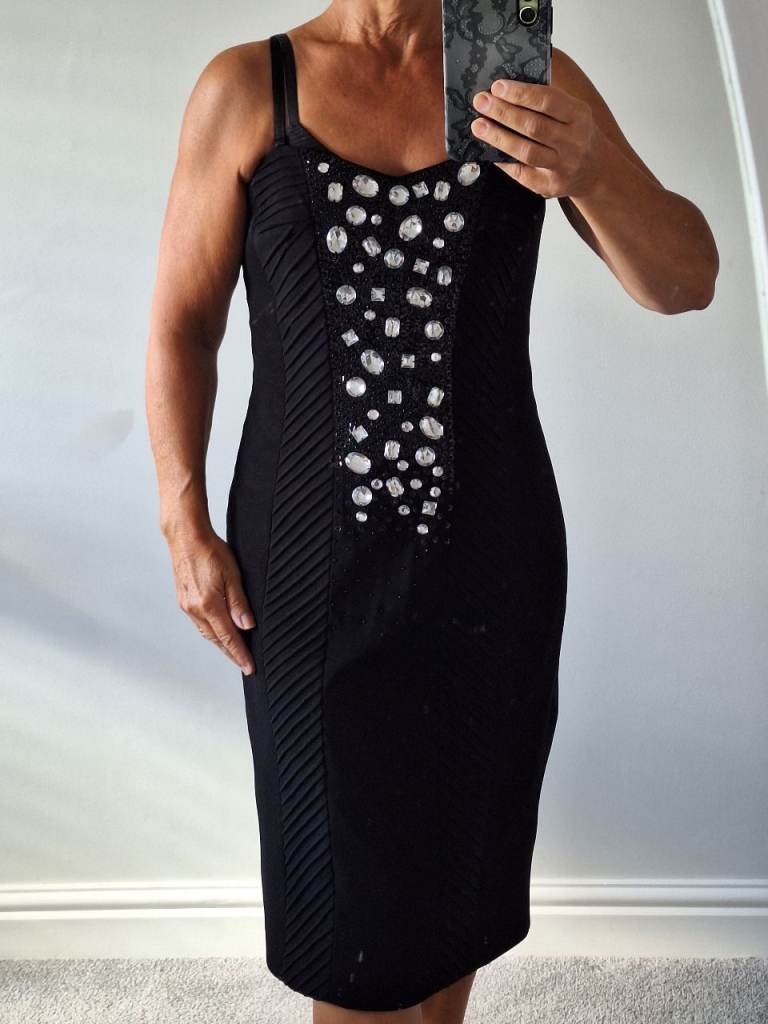 Next black cocktail dress with jewels on front bodice