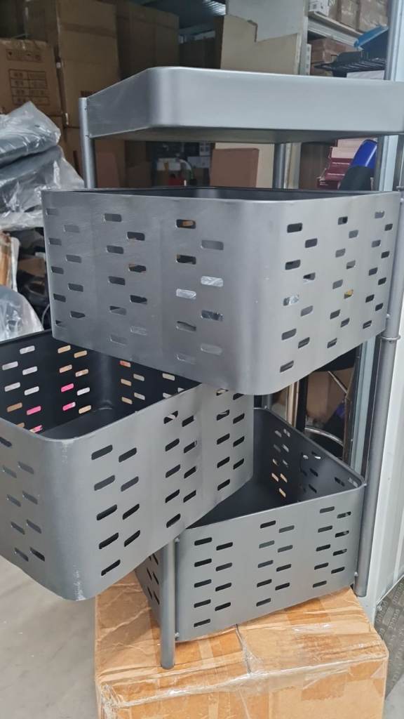 Brand New 3 Tier Storage Trolley Cart Utility Vegetable Mobile Shelf Rack (Black)