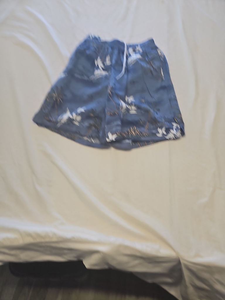 Men's Tropical Palm Print Swim Shorts Blue - Size Large MM37