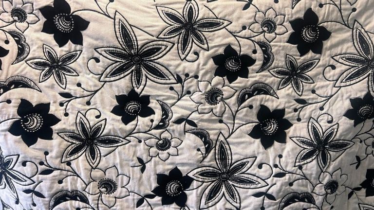 Handmade Cream/Black Throw approx 54"x 36"