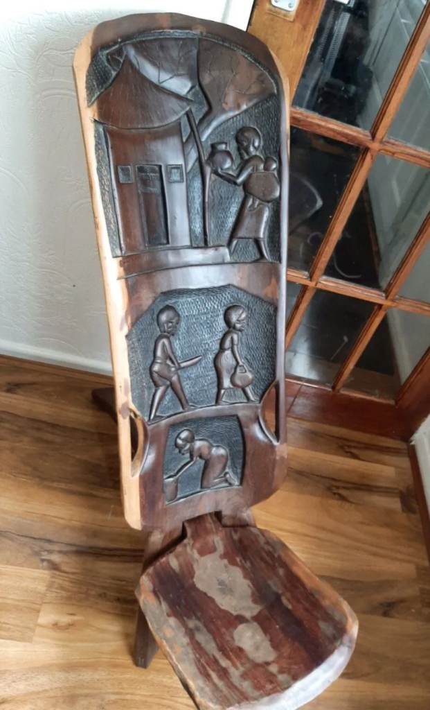 Vintage Traditional Wooden Hand Carved African Tribal chair nice piece of decor.