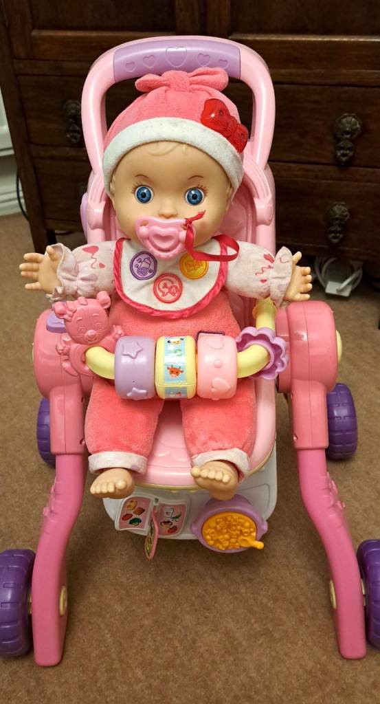 Vtech little love 3 in 1 pushchair pram with lights, sounds and interactive talking doll