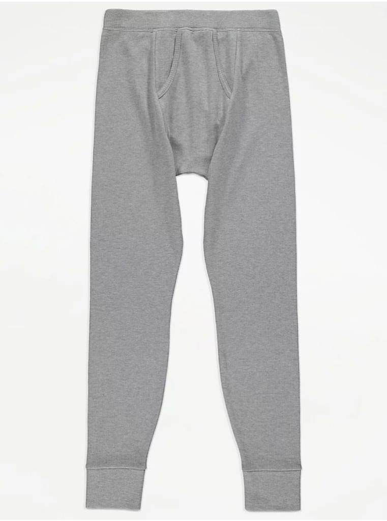 New Mens Grey Thermal Cotton Bottom Long John