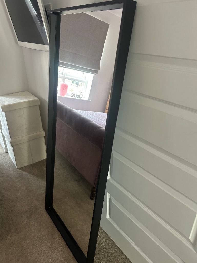 Large Black Framed Full-Length Mirror – Good Condition