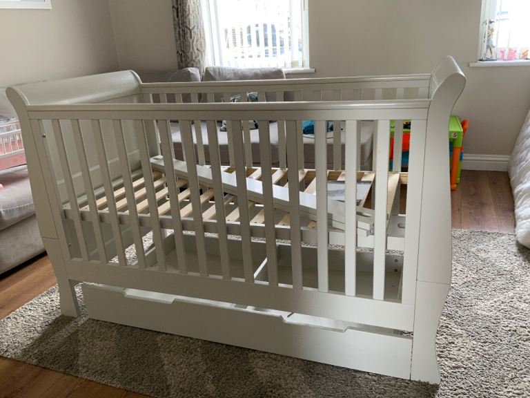 Mamas&Papas Mia Sleigh Cot Bed with drawer storage