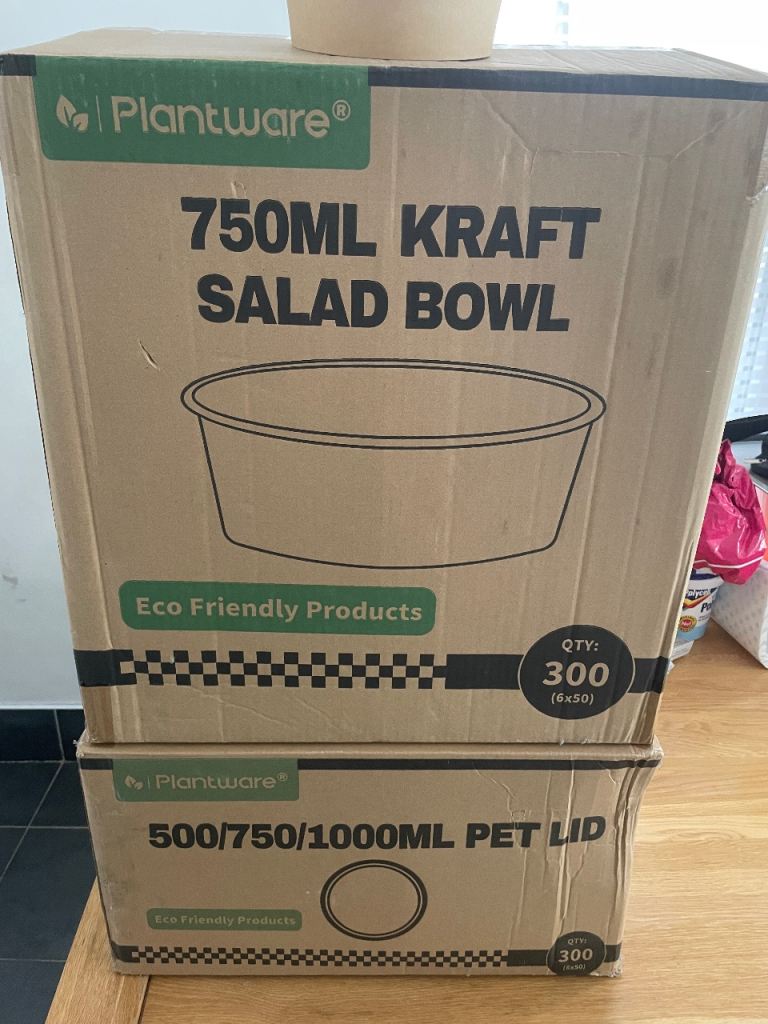 300 540ml take away food bowls with lids.