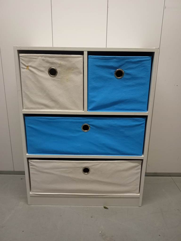 IKEA Kallax 4 Shelving Unit White with Drawers and Fabric boxes DELIVERY AVAILABLE