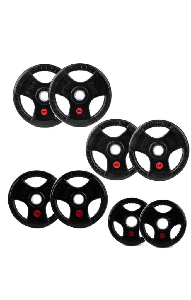 100kg Rubber tri grip Olympic weight plates brand-new 
