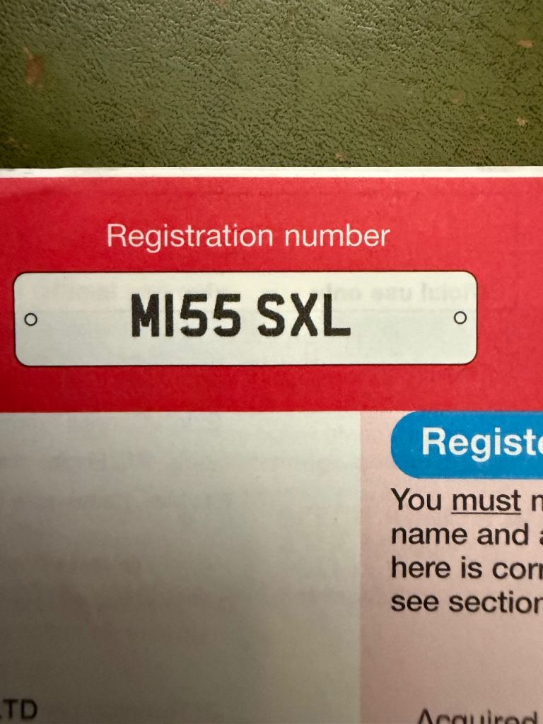 Cherished number plate 