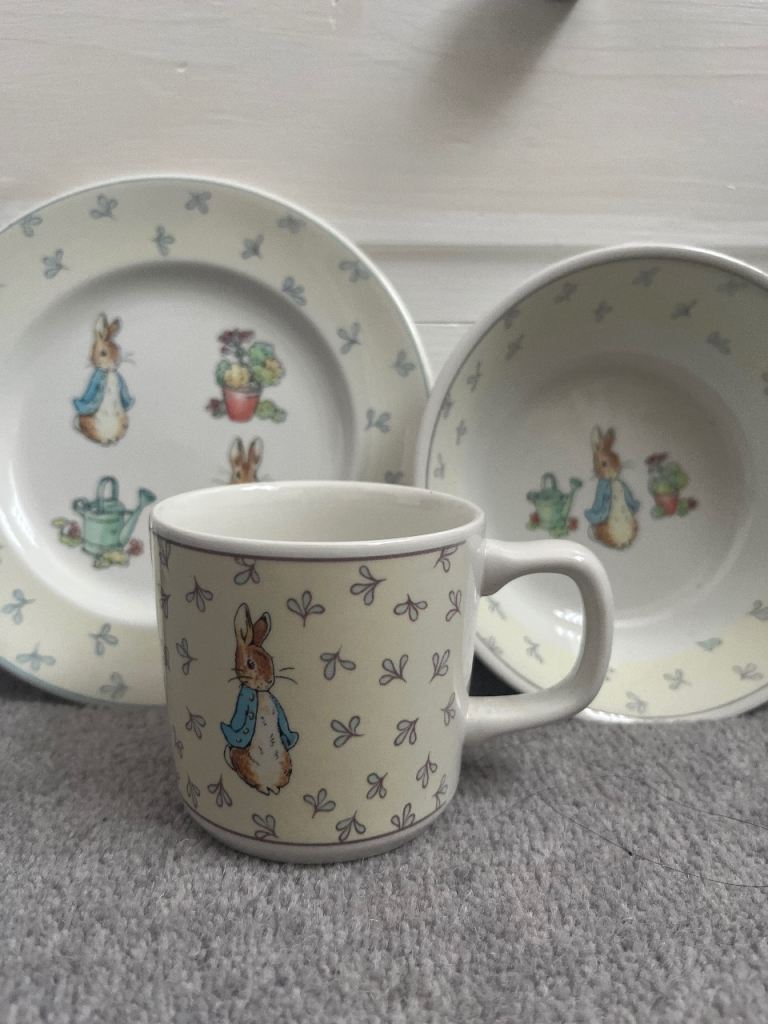  Beatrix potter Peter Rabbit plate,bowl and mug set