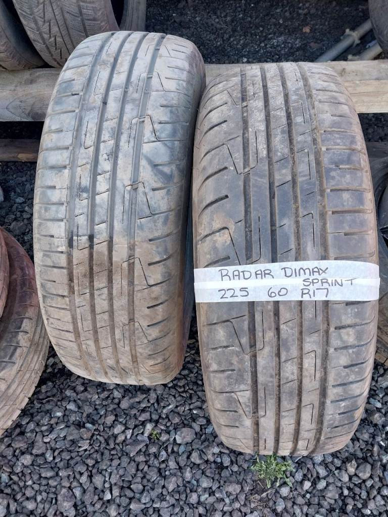 225 60 R17 Radar Dimax Sprint  - set of 2 part worn tyres 